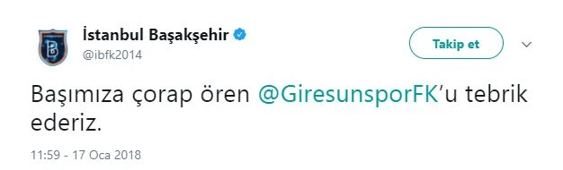 Başakşehir'den güldüren Akın Çorap Giresunspor paylaşımı