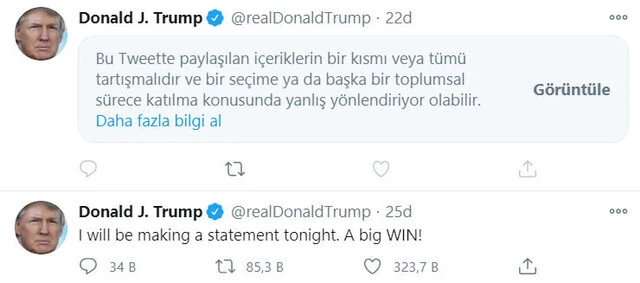 Twitter'dan Donald Trump'a sansür