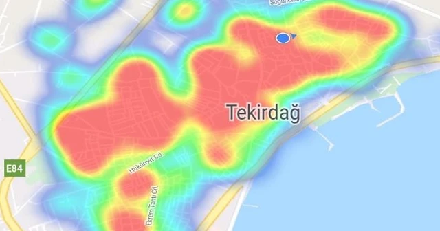 Örnek gösterilen Tekirdağ için korkutan harita