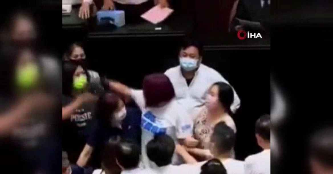 Tayvan'da milletvekilleri birbirine girdi