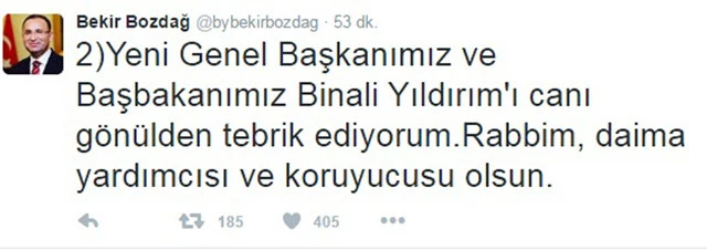 ‘Binali Yıldırım'ı canı gönülden tebrik ediyorum’