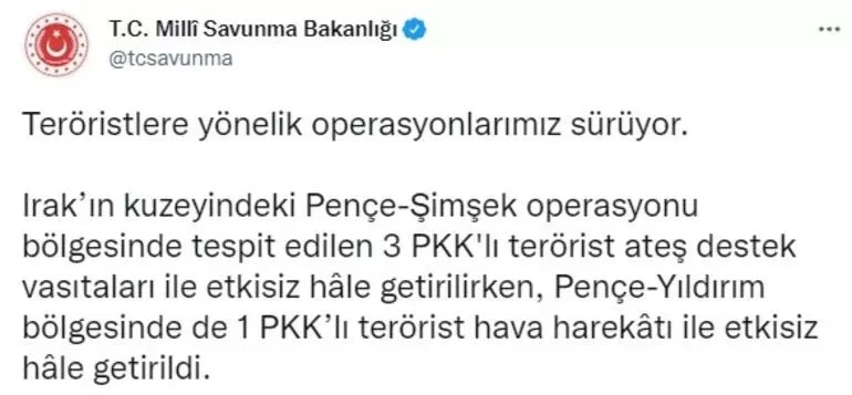 PKK'ya havadan karadan pençe darbesi! 4 terörist öldürüldü