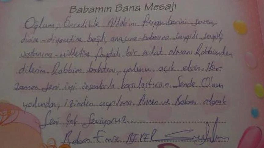 Şehit polisin, oğlunun defterine yazdıkları duygulandırdı