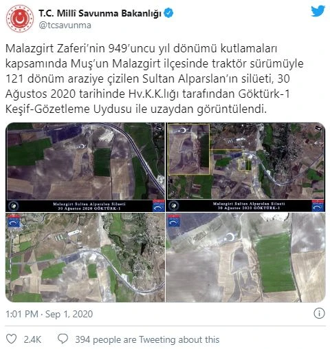 Göktürk-1, Alparslan silüetini uzaydan görüntüledi