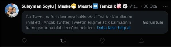 Twitter’dan Bakan Soylu’ya sansür