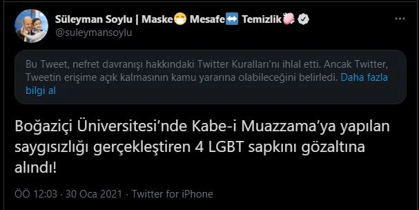 Twitter’dan Bakan Soylu’ya sansür