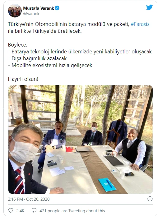 Bakan Varank: Türkiye'nin Otomobili'nin batarya modülü ve paketi Türkiye'de üretilecek