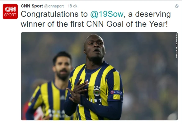 Moussa Sow'un muhteşem röveşata golü CNN tarafından 2016'nın en iyisi seçildi