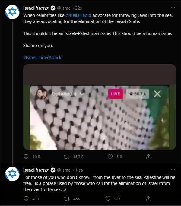 İsrail ünlü model Bella Hadid’i hedef gösterdi!
