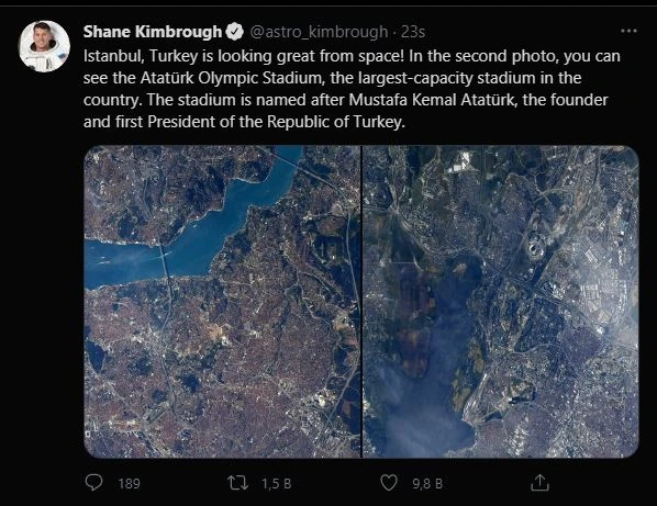 NASA astronotu Shane Kimbrough’tan İstanbul paylaşımı