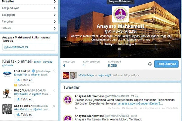 Anasaya Mahkemesi Twitter hesabı açtı