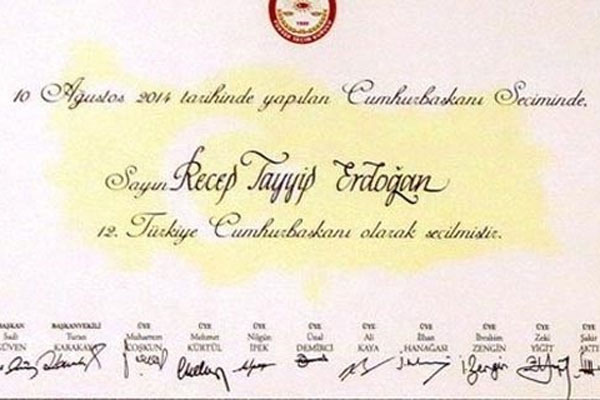 İşte Cumhurbaşkanı Erdoğan&#039;ın mazbatası