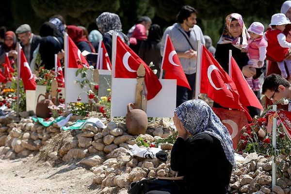 Soma&#039;da hayatını kaybeden işçilerin kabirlerine Türk bayrağı asıldı