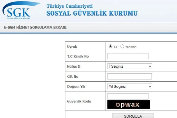 SGK hizmet dökümü almak için tıkla