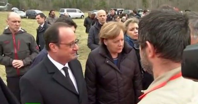 Merkel ve Hollande enkaz bölgesini inceledi