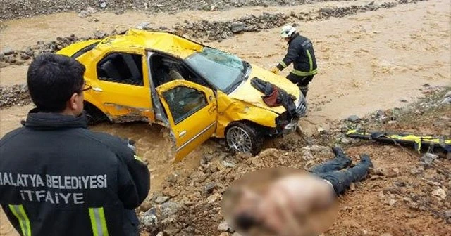 Taksi şarampole yuvarlandı, 1 ölü