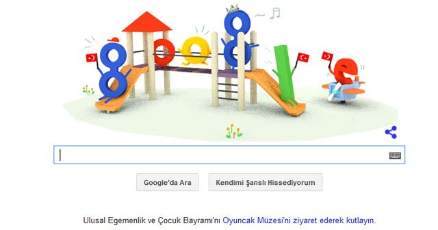 23 Nisan Ulusal Egemenlik ve Çocuk Bayramı için Google&#039;dan logo