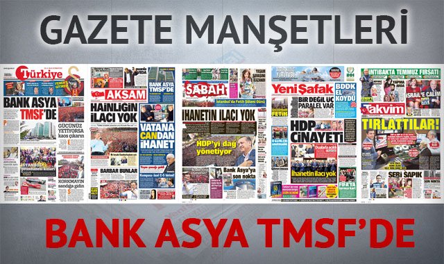 30 Mayıs 2015 gazete manşetleri