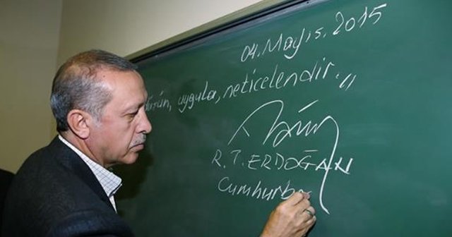 Erdoğan yazdı, altına imzasını attı