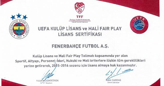 Fenerbahçe UEFA lisansını aldı
