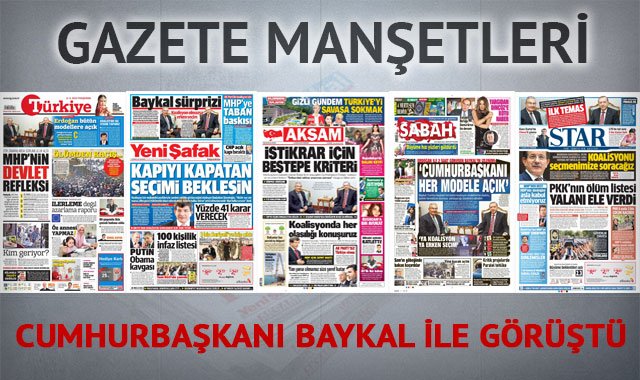 11 Haziran 2015 gazete manşetleri