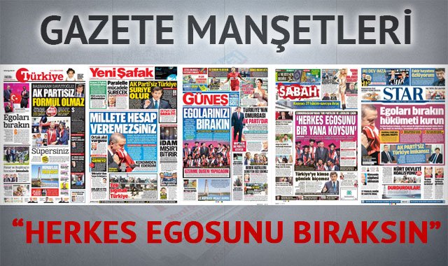 12 Haziran 2015 gazete manşetleri