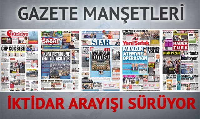 15 Haziran 2015 gazete manşetleri