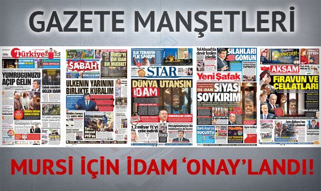 17 Haziran 2015 gazete manşetleri