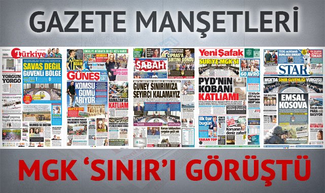 30 Haziran 2015 gazete manşetleri