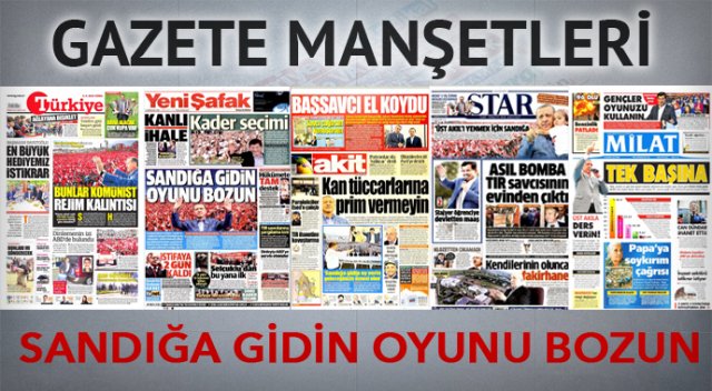 5 Haziran 2015 gazete manşetleri