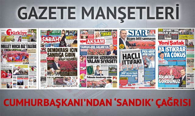 6 Haziran 2015 gazete manşetleri