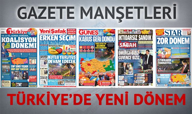 8 Haziran 2015 gazete manşetleri