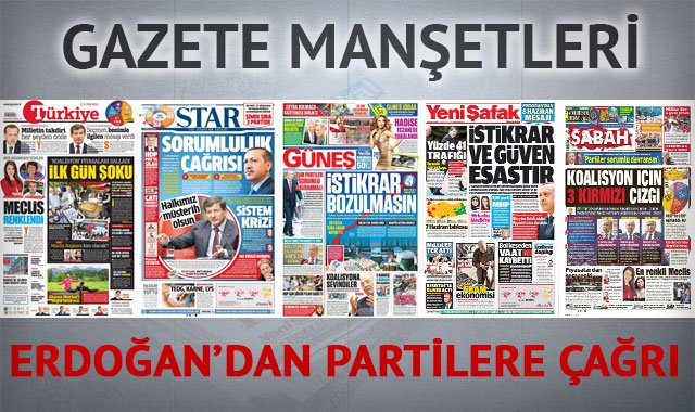 9 Haziran 2015 gazete manşetleri