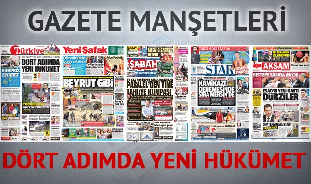 5 Temmuz 2015 gazete manşetleri