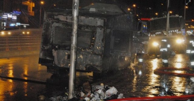 TOMA&#039;ya saldırı, 1 polis yaralandı