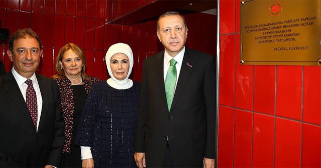 Erdoğan Brüksel&#039;de Büyükelçilik binasının açılışını yaptı