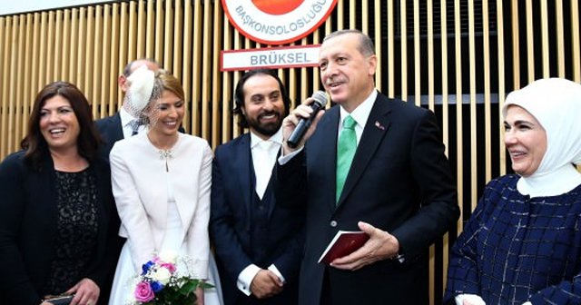 Erdoğan Brüksel&#039;de nikah şahidi oldu