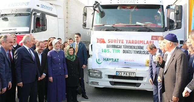 Türkmenlere 28 tır insani yardım malzemesi gönderildi