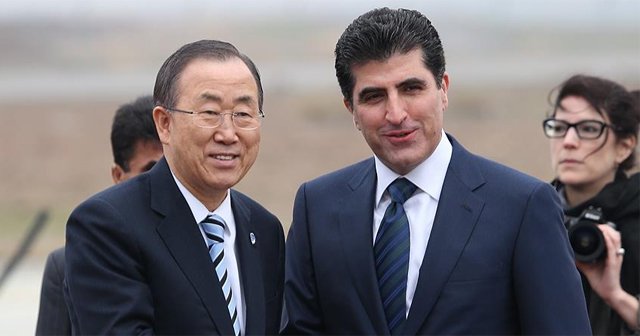 BM Genel Sekreteri Ban, Barzani tarafından karşılandı