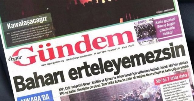 Özgür Gündem gazetesi hakkında toplatma kararı