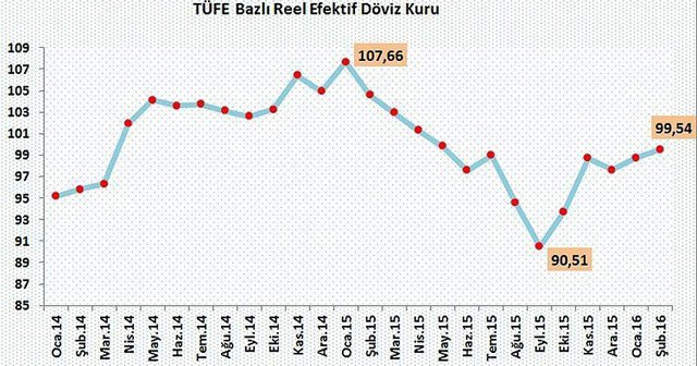 Reel efektif döviz kuru 9 ayın en yükseğinde