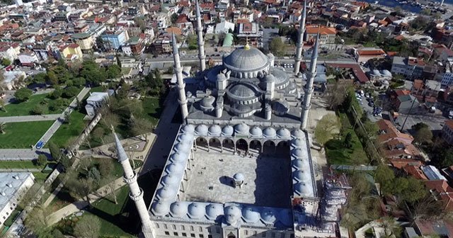 Sultanahmet Camii’ndeki restorasyon havadan görüntülendi