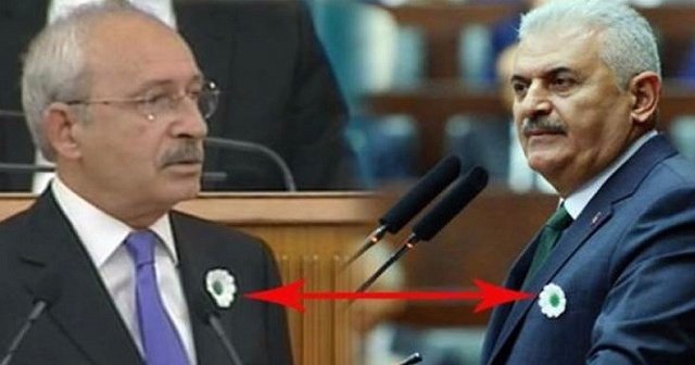 Binali Yıldırım ve Kılıçdaroğlu o çiçeği taktılar