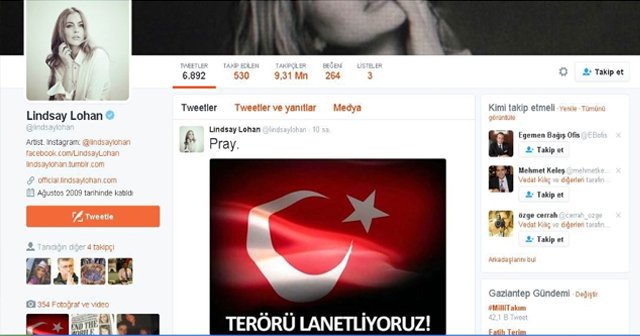 Lindsey Lohan’dan Türkiye’ye destek