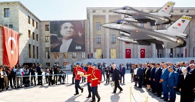 TBMM’nin açılışında iki F-16 Meclis’i korudu