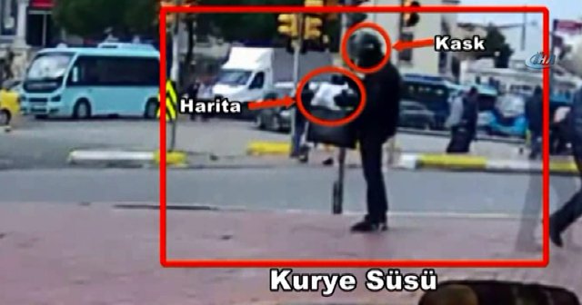 Babasına bomba gönderen kurye kılığındaki şahıs kamerada