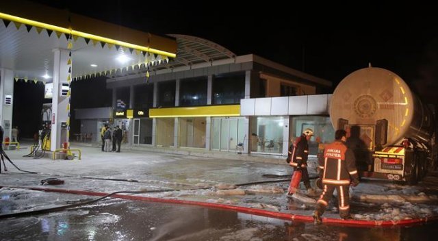 Ankara&#039;da benzin istasyonunda korkutan yangın