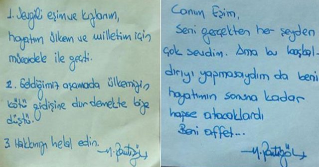 Darbe sanığı Tuğgeneral&#039;in eşine yazdığı not iddianamede