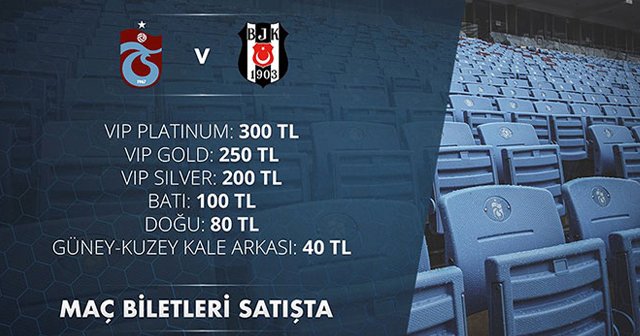 Trabzonspor- Beşiktaş maçının biletleri satışa çıktı