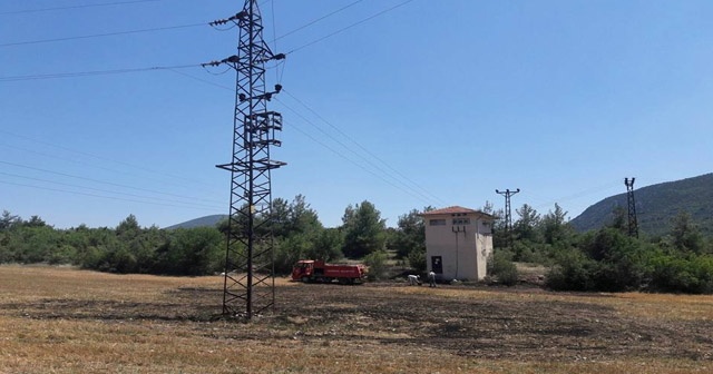 Elektrik direğinden çıkan kıvılcım anızları tutuşturdu